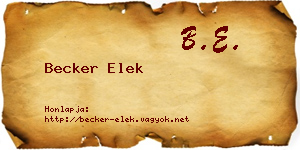 Becker Elek névjegykártya